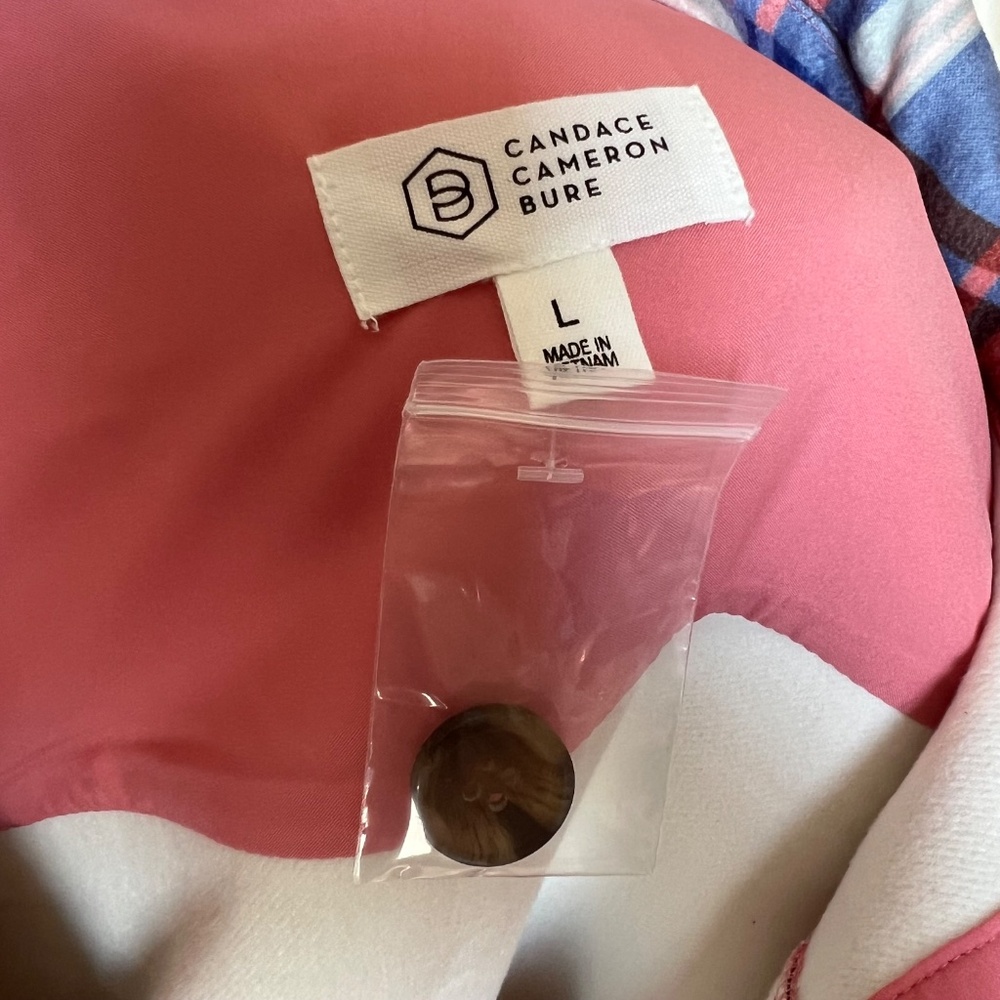 Pink and Blue Plaid Button Down Shacket - Picture 4 of 5